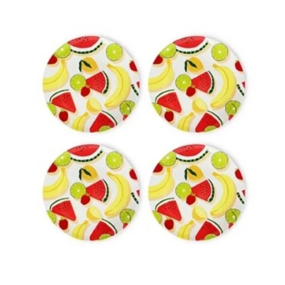 NWT Celebrate Together Summer Mixed Fruit 4pc Melamine Tropical Dinner Plate Set